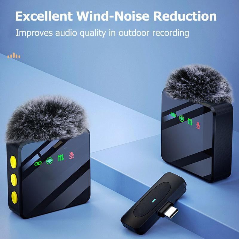 Extended Battery Life Wireless Microphone, USB Rechargeable Wireless Microphones, Clip-On Design Microphone for HD Vlogging/Live Streaming, Audio, Mic