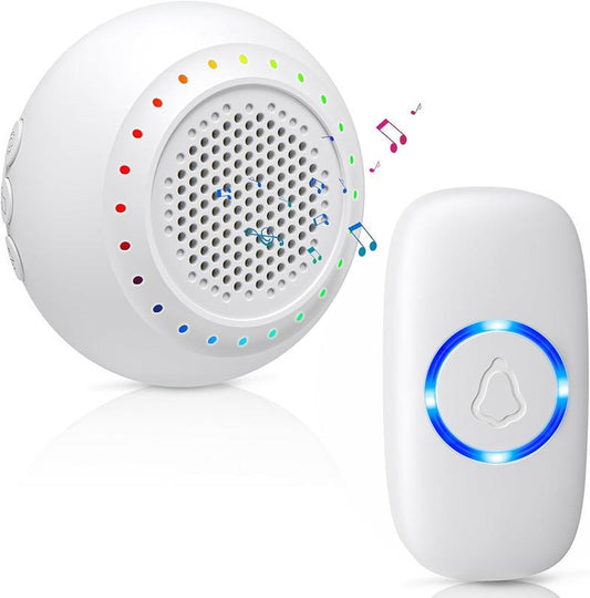 [New Deal] Wireless Doorbell with 1 Transmitter & 1 Receiver, Waterproof, 32 Ringtones, 5 Volume Levels, LED Flash, Door Bell for Home Classroom