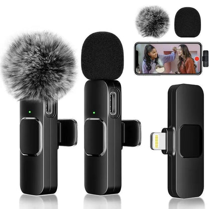 2 Count Wireless Microphone for Iphone,Ipad,Android, Mini Wireless Clip-On Microphones for Iphone Video Recording,Interview, Vlog
