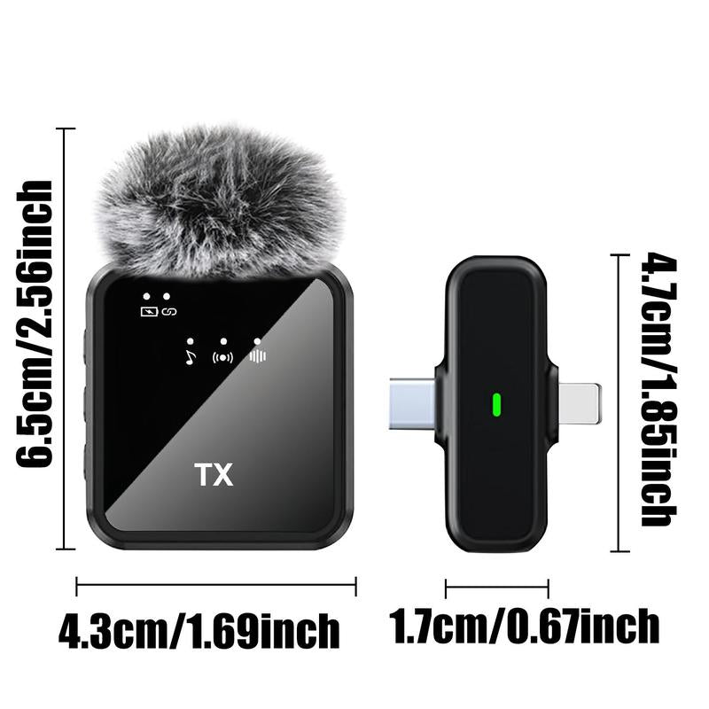 Wireless Lavalier Microphone, 1 Set USB Rechargeable Wireless Microphone, Mini Clip-On Microphone for Iphone, Ipad, Android Phone, Laptop