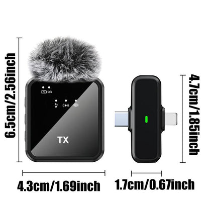 Wireless Lavalier Microphone, 1 Set USB Rechargeable Wireless Microphone, Mini Clip-On Microphone for Iphone, Ipad, Android Phone, Laptop