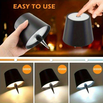 Wireless Bottle Lamp, Portable LED Wireless Bottle Lamp with 3 Modes Light Dimming, Rechargeable Wine Bottle Light Head, Touch Table Lamp for Bedroom, Fathers Day Birthday Christmas Gifts