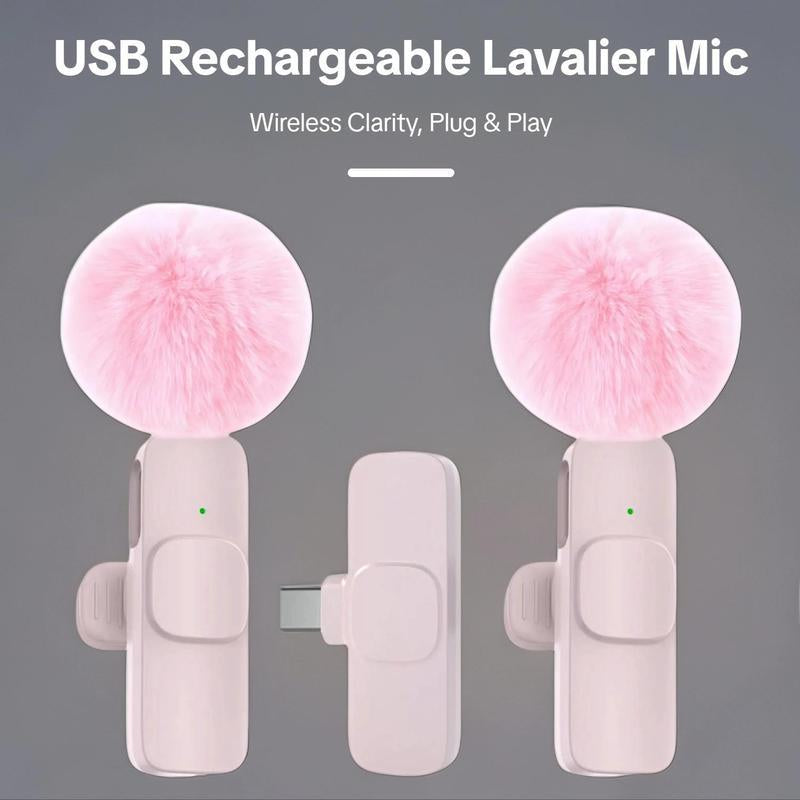 2 Pcs Wireless Lavalier Microphones for Iphone, Android, Ipad - Mini Wireless Clip-On Microphones Crystal Clear Sound Quality for Recording, Live Streaming,Vlog