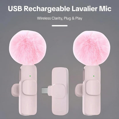 2 Pcs Wireless Lavalier Microphones for Iphone, Android, Ipad - Mini Wireless Clip-On Microphones Crystal Clear Sound Quality for Recording, Live Streaming,Vlog