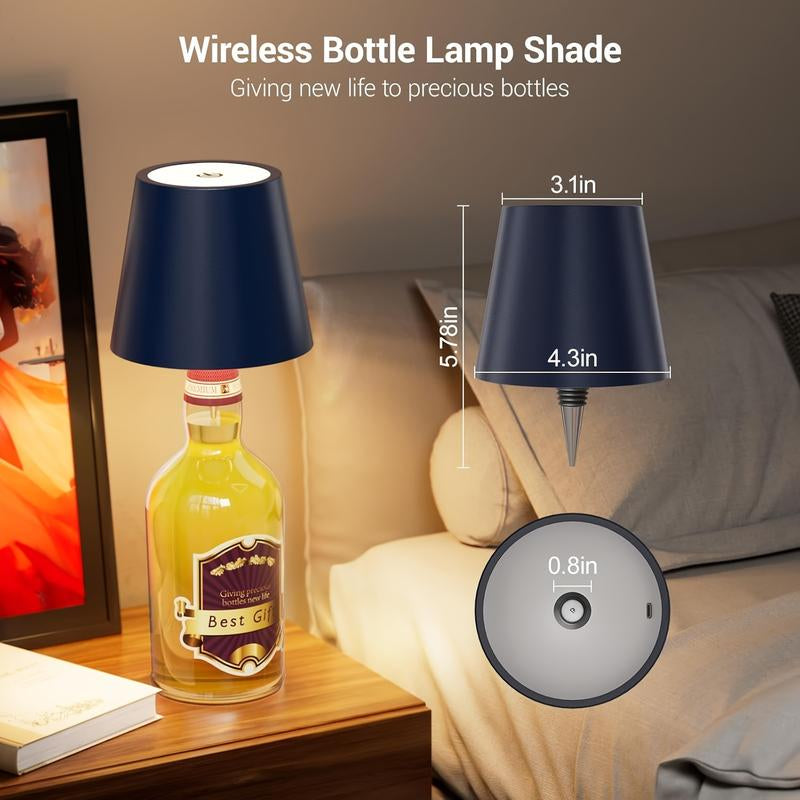 Wireless Bottle Lamp, Portable LED Wireless Bottle Lamp with 3 Modes Light Dimming, Rechargeable Wine Bottle Light Head, Touch Table Lamp for Bedroom, Fathers Day Birthday Christmas Gifts