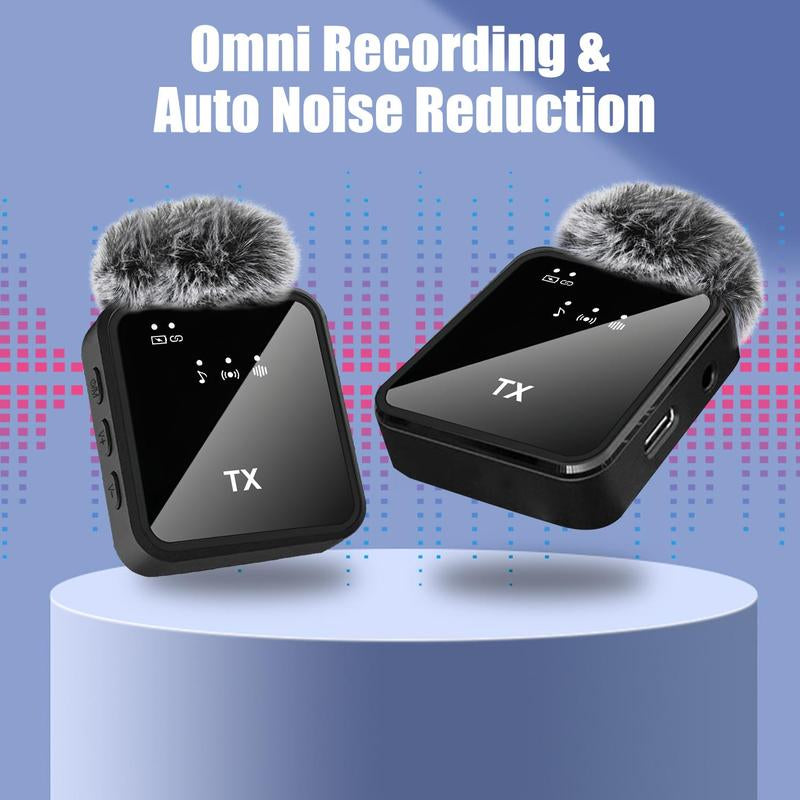 Wireless Lavalier Microphone, 1 Set USB Rechargeable Wireless Microphone, Mini Clip-On Microphone for Iphone, Ipad, Android Phone, Laptop