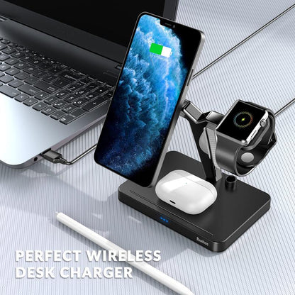 Magnetic Wireless Charger Compatible with Magsafe Charger, Pauthos 4 In1 Wireless Charging Station for Iphone12/13/Pro/Max/Mini, Charging Stand for Airpods Pro/2 & Apple Pen, Iwatch 7/6/SE/5/4/3/2