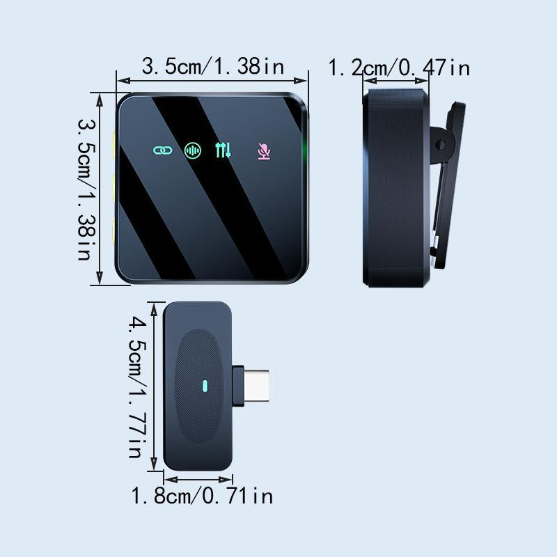 Extended Battery Life Wireless Microphone, USB Rechargeable Wireless Microphones, Clip-On Design Microphone for HD Vlogging/Live Streaming, Audio, Mic