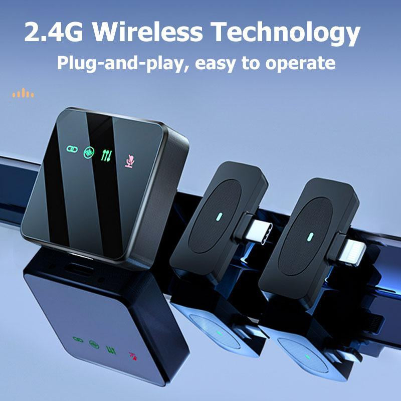 Extended Battery Life Wireless Microphone, USB Rechargeable Wireless Microphones, Clip-On Design Microphone for HD Vlogging/Live Streaming, Audio, Mic