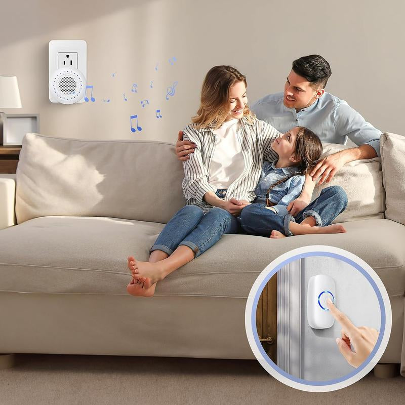 [New Deal] Wireless Doorbell with 1 Transmitter & 1 Receiver, Waterproof, 32 Ringtones, 5 Volume Levels, LED Flash, Door Bell for Home Classroom