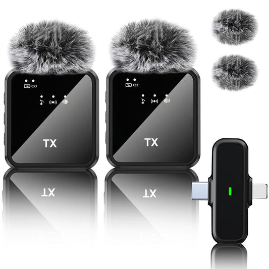 Wireless Lavalier Microphone, 1 Set USB Rechargeable Wireless Microphone, Mini Clip-On Microphone for Iphone, Ipad, Android Phone, Laptop