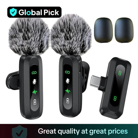 Wireless Microphone, Professional Wireless Microphone for Iphone & Android Phone, Lapel Mic for Video Recording, Teaching, Interviews, Podcast Equipment Kit, Rechargeable Lapel Mic
