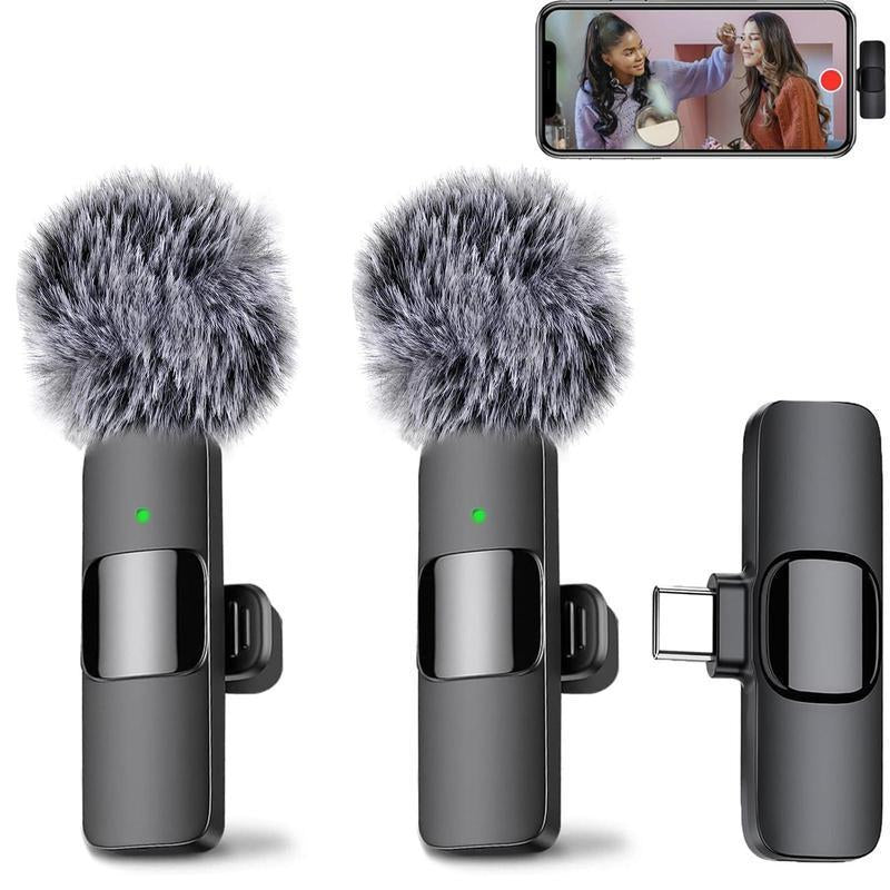 2 Pieces Wireless Lavalier Microphones for Iphone, Android, Ipad - Mini Wireless Clip-On Microphones for Smartphone