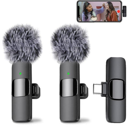 2 Pieces Wireless Lavalier Microphones for Iphone, Android, Ipad - Mini Wireless Clip-On Microphones for Smartphone