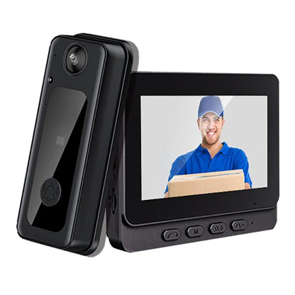 4.3 Inch IPS Screen Wireless Video Doorbell Camera, 2.4G Wireless Smart HD Video Monitoring Doorbell, Home Security Smart Doorbell Camera, Intercom, Safety, Modern