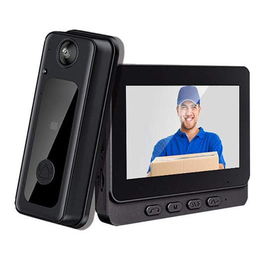 4.3 Inch IPS Screen Wireless Video Doorbell Camera, 2.4G Wireless Smart HD Video Monitoring Doorbell, Home Security Smart Doorbell Camera, Intercom, Safety, Modern