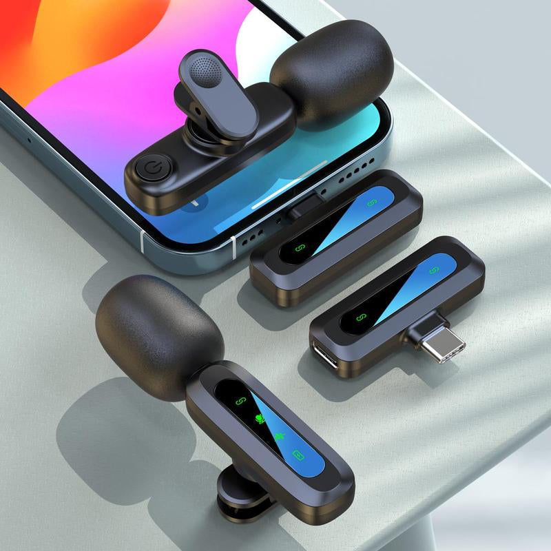 Wireless Microphone, Professional Wireless Microphone for Iphone & Android Phone, Lapel Mic for Video Recording, Teaching, Interviews, Podcast Equipment Kit, Rechargeable Lapel Mic