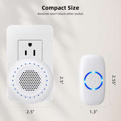 [New Deal] Wireless Doorbell with 1 Transmitter & 1 Receiver, Waterproof, 32 Ringtones, 5 Volume Levels, LED Flash, Door Bell for Home Classroom