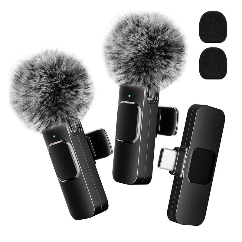 2 Pieces Wireless Lavalier Microphones for Iphone, Android, Ipad - Mini Wireless Clip-On Microphones for Smartphone
