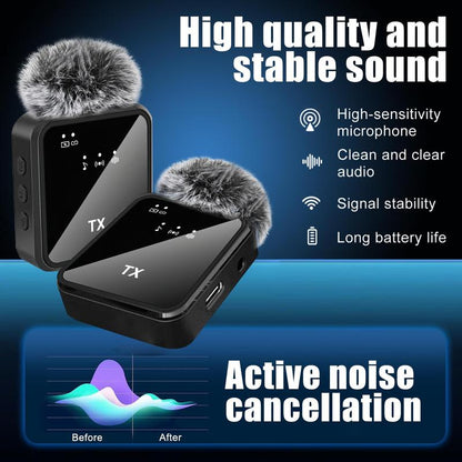 Wireless Lavalier Microphone, 1 Set USB Rechargeable Wireless Microphone, Mini Clip-On Microphone for Iphone, Ipad, Android Phone, Laptop