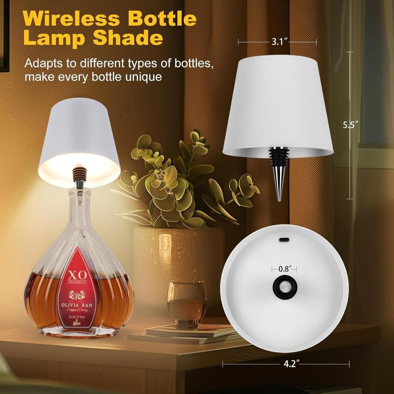 Wireless Bottle Lamp, Portable LED Wireless Bottle Lamp with 3 Modes Light Dimming, Rechargeable Wine Bottle Light Head, Touch Table Lamp for Bedroom, Fathers Day Birthday Christmas Gifts